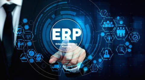 Enterprise Resource Management ERP software system for business resources plan 写真素材