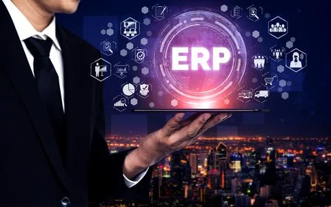 Enterprise Resource Management ERP software system for business resources plan Foto stock