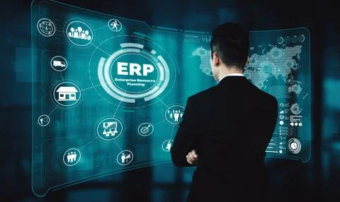 Enterprise Resource Management ERP software system for business resources uds Foto stock