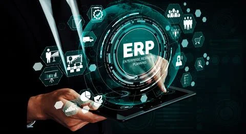 Enterprise Resource Management ERP software system for business resources uds 스톡 사진
