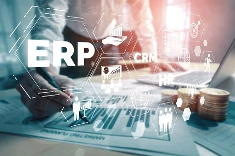 Enterprise Resource Management ERP software system for business resources uds Foto stock
