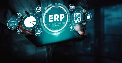 Enterprise Resource Management ERP software system for business resources uds 스톡 사진