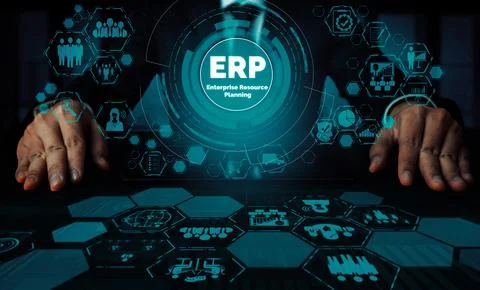 Enterprise Resource Management ERP software system for business resources uds Stockfoto's