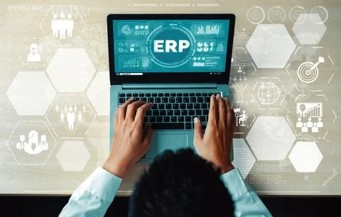 Enterprise Resource Management ERP software system for business resources uds Foto stock