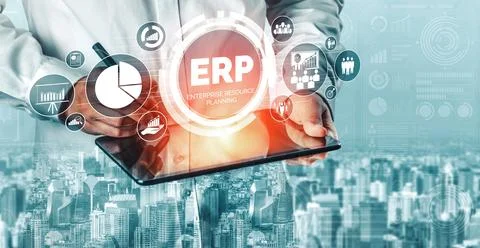 Enterprise Resource Management ERP software system for business resources uds 스톡 사진
