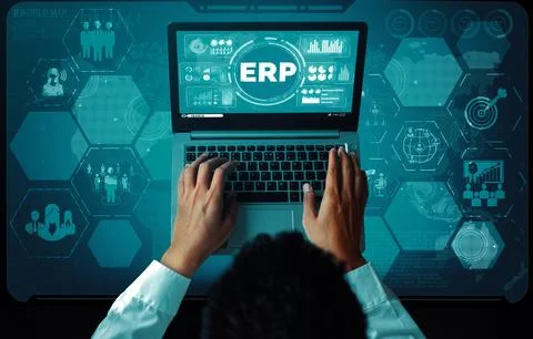 Enterprise Resource Management ERP software system for business resources uds Foto stock