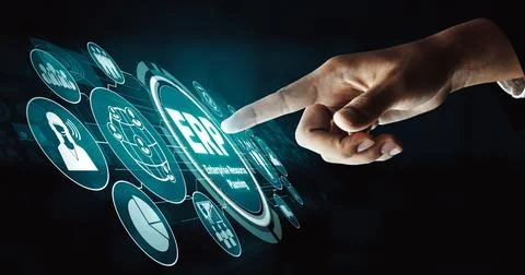 Enterprise Resource Management ERP software system for business resources uds Stockfoto's