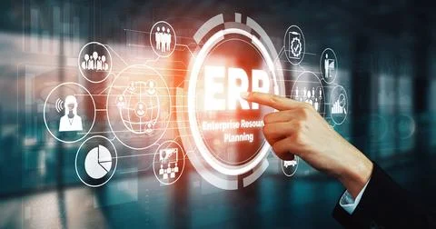 Enterprise Resource Management ERP software system for business resources uds Foto stock