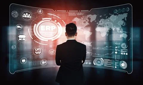 Enterprise Resource Management ERP software system for business resources uds Stockfoto's