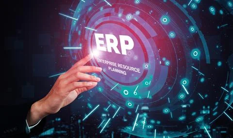 Enterprise Resource Management ERP software system for business resources uds 스톡 사진