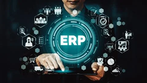 Enterprise Resource Management ERP software system for business resources uds Stockfoto's