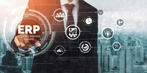 Enterprise Resource Management ERP software system for business resources uds Stockfoto's
