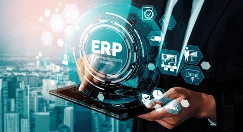 Enterprise Resource Management ERP software system for business resources uds 스톡 사진