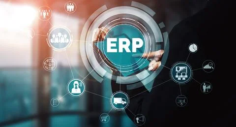 Enterprise Resource Management ERP software system for business resources uds 스톡 사진