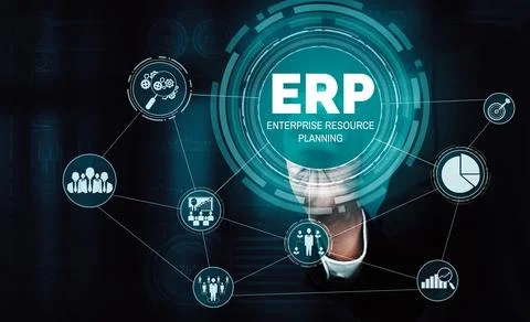 Enterprise Resource Management ERP software system for business resources uds Stockfoto's