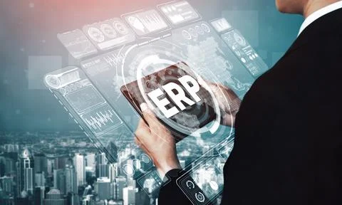 Enterprise Resource Management ERP software system for business resources uds 스톡 사진
