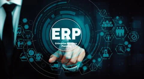 Enterprise Resource Management ERP software system for business resources uds Foto stock