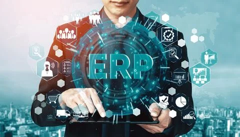 Enterprise Resource Management ERP software system for business resources uds Stockfoto's