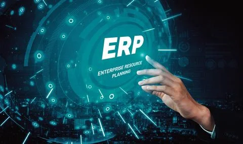 Enterprise Resource Management ERP software system for business resources uds 스톡 사진