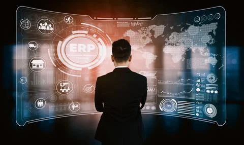 Enterprise Resource Management ERP software system for business resources uds 스톡 사진