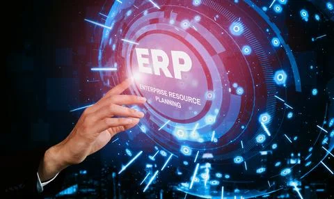 Enterprise Resource Management ERP software system for business resources uds 스톡 사진