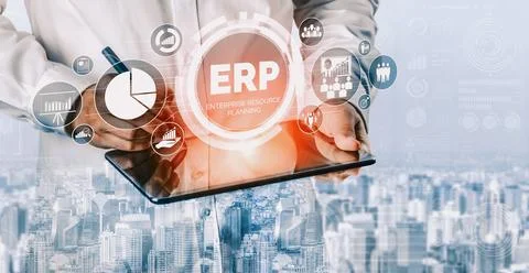 Enterprise Resource Management ERP software system for business resources uds 스톡 사진
