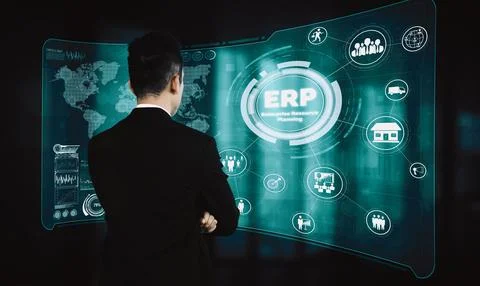 Enterprise Resource Management ERP software system for business resources uds 스톡 사진