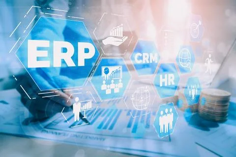 Enterprise Resource Management ERP software system for business resources uds Stockfoto's