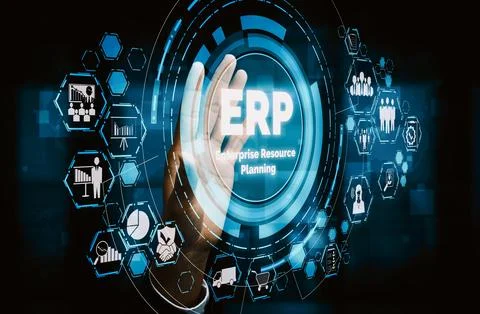 Enterprise Resource Management ERP software system for business resources uds 스톡 사진