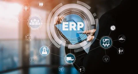Enterprise Resource Management ERP software system for business resources uds 스톡 사진
