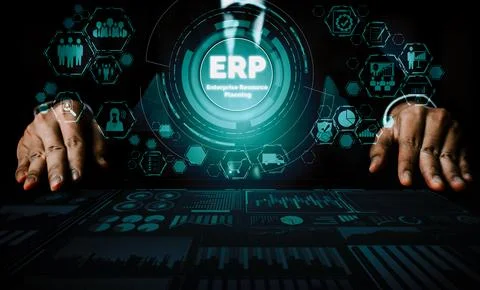 Enterprise Resource Management ERP software system for business resources uds Foto stock