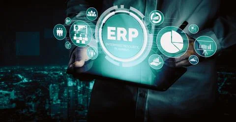 Enterprise Resource Management ERP software system for business resources uds 스톡 사진