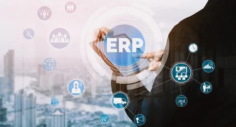 Enterprise Resource Management ERP software system for business resources uds Stockfoto's