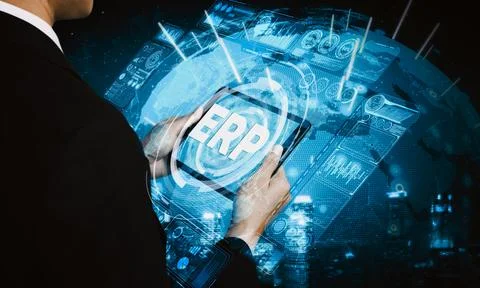 Enterprise Resource Management ERP software system for business resources uds 스톡 사진