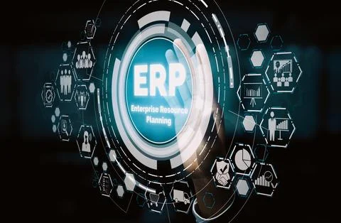 Enterprise Resource Management ERP software system for business resources uds 스톡 사진