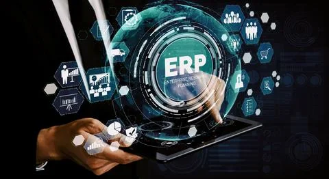 Enterprise Resource Management ERP software system for business resources uds Foto stock
