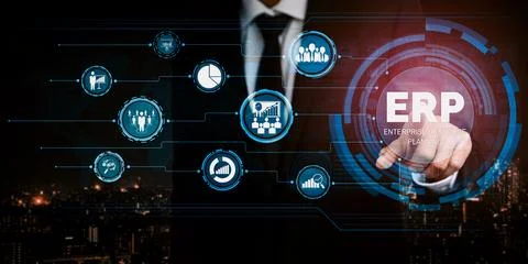 Enterprise Resource Management ERP software system for business resources uds Stockfoto's