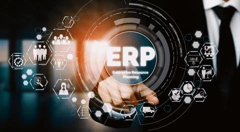 Enterprise Resource Management ERP software system for business resources uds 스톡 사진