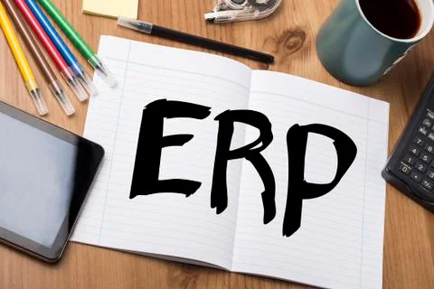 Enterprise Resource Planning ERP - Note Pad With Text Stock Photos