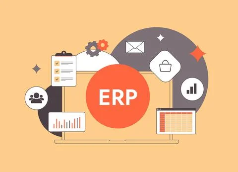 Enterprise Resource Planning - ERP systems and business management software Stock Illustration