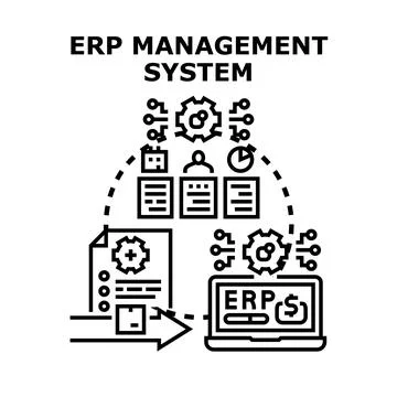Enterprise resource planning management system optimizing business processes Stock Illustration