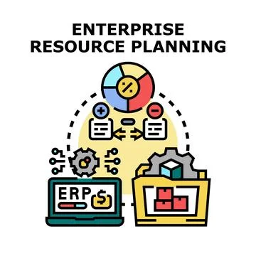 Enterprise resource planning software system developing business イラスト素材
