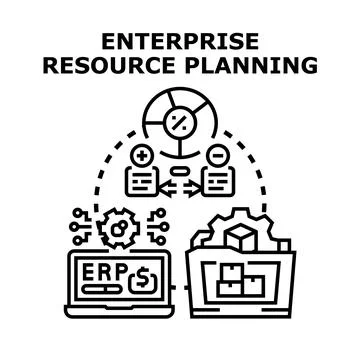 Enterprise resource planning software system developing business Stock Illustration