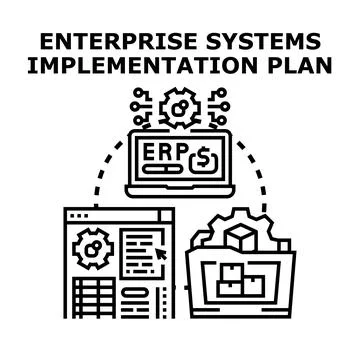 Enterprise resource planning system implementation plan concept Stock Illustration