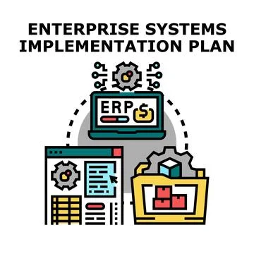 Enterprise resource planning system implementation plan concept Stock Illustration