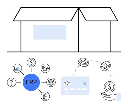 Enterprise Resource Planning System Integrating Warehouse Management and Fi.. Stock Illustration