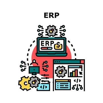 Enterprise resource planning system integrating business processes Stock Illustration