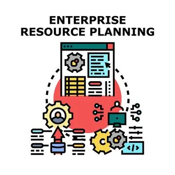 Enterprise resource planning system optimizing business operations Stock Illustration