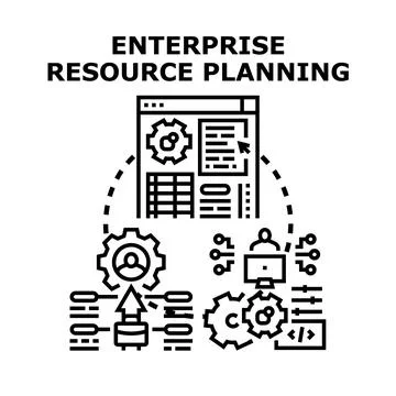 Enterprise resource planning system optimizing business operations Stock Illustration