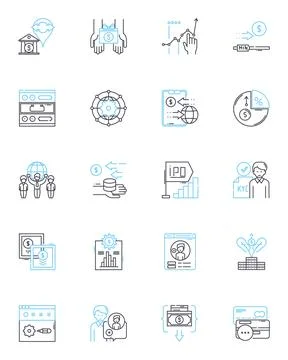 Enterprise returns linear icons set. Refunds, Returns, Reimbursement, Exchanges Stock Illustration